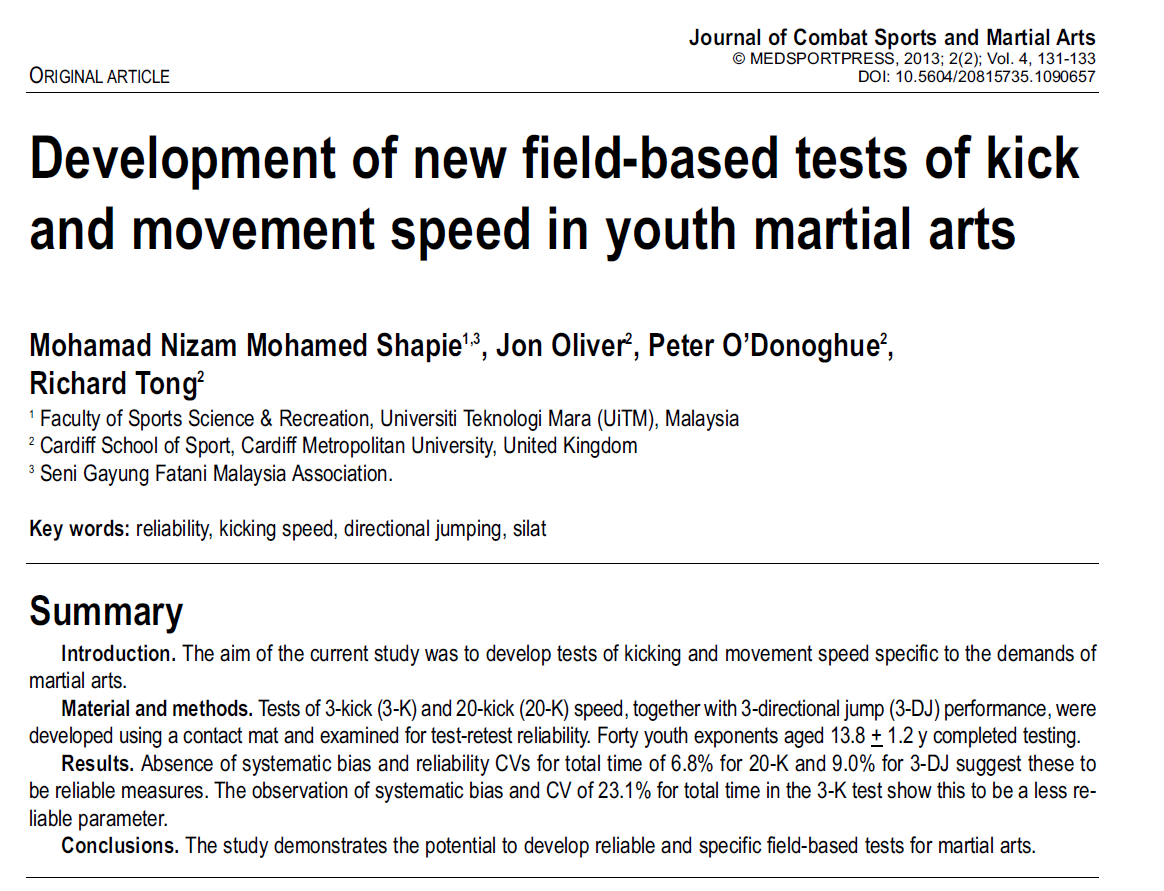 Smart Silat: Measuring Kick Speed and Movement Agility in Young Fighters